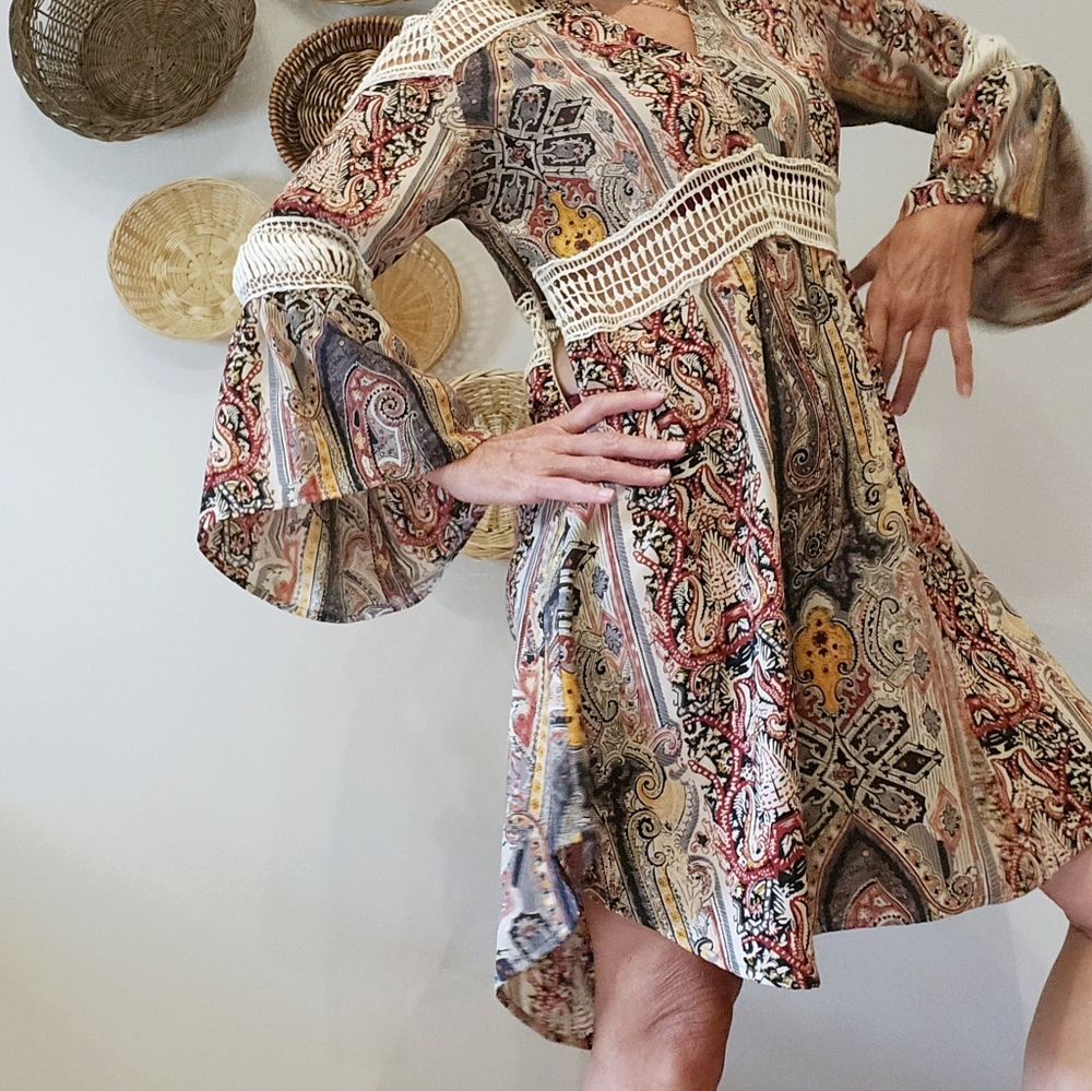 Boho Design Lab Dress with Crochet Detail